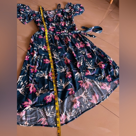 Xhilaration Floral Shoulder Off Dress, Size M Open , Tie One Button Summer Beach - Picture 7 of 16